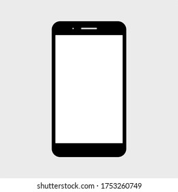 mobile phone with blank white screen isolated on grey background