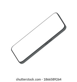 Mobile phone blank, white screen design. Modern digital device template. Vector mobile set device concept,Smartphone, mobile phone, iPhone on white background,Transparent black and white mobile phone.