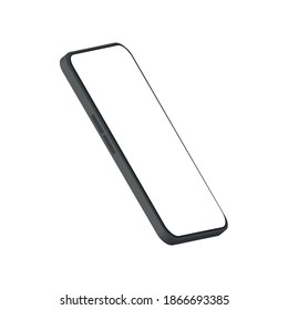 Mobile phone blank, white screen design. Modern digital device template. Vector mobile set device concept,Smartphone, mobile phone, iPhone on white background,Transparent black and white mobile phone.