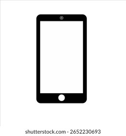Mobile phone, blank white screen, black border for white background composition