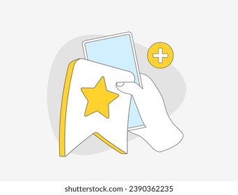 Mobile Phone Browser Bookmark Icon. Easily save and access to favorite websites with online bookmark feature. Add to Favorites vector illustration isolated on white background with icons