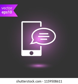 Mobile phone with bubble chat message vector icon. EPS 10 flat symbol