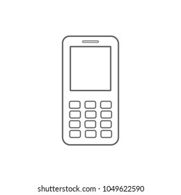 Mobile phone with buttons. Outline. Vector icon.