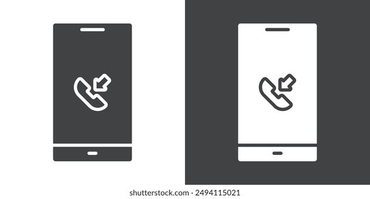 Mobile Phone call icon Flat set in black and white color outline vector