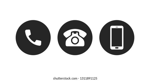 Mobile phone call vector icons. Telephone or smartphone call contact support helpdesk web icon