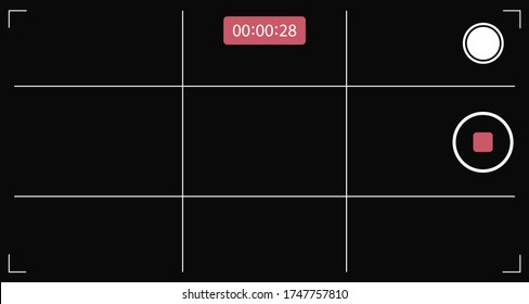 Mobile Phone Camera App Screen Template. REC, Recording Video On Phone. Vector Illustration.