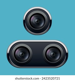 Mobile phone camera lenses  on blue background. Vector realistic illustration