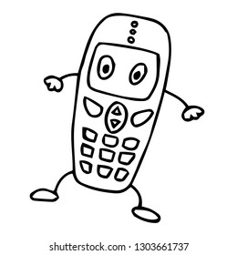 mobile phone cartoon isolated vector silhouette