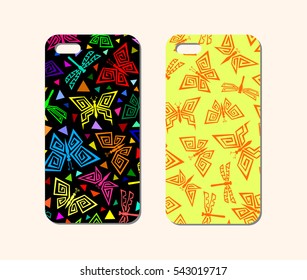 Mobile phone case design. Abstract decorative ornament. Vector graphics.