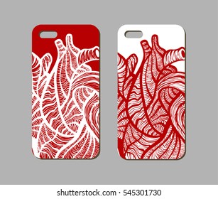 Mobile phone case design. Abstract decorative ornament. Vector graphics.
