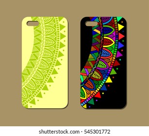 Mobile phone case design. Abstract decorative ornament. Vector graphics.