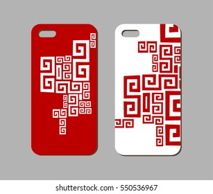 Mobile phone case design. Abstract geometric ornament. Vector graphics.