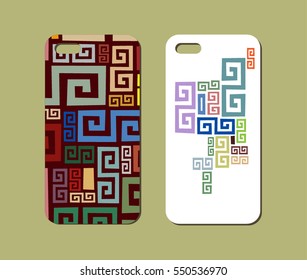 Mobile phone case design. Abstract geometric ornament. Vector graphics.