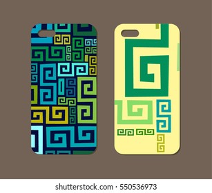 Mobile phone case design. Abstract geometric ornament. Vector graphics.