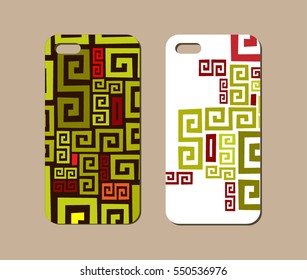 Mobile phone case design. Abstract geometric ornament. Vector graphics.