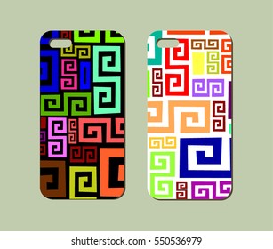 Mobile phone case design. Abstract geometric ornament. Vector graphics.