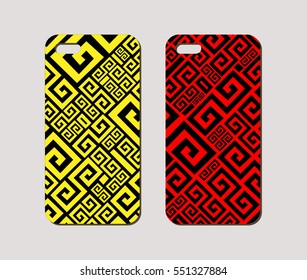 Mobile phone case design. Abstract geometric ornament. Vector graphics.