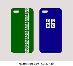 Mobile phone case design. Abstract geometric ornament. Vector graphics.