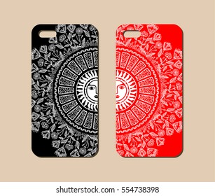 Mobile phone case design. Abstract ornament. Vector graphics.