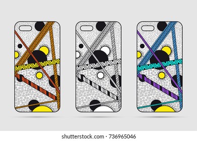 Mobile phone case design. Abstract geometric background. Vector illustration.