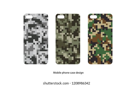 Mobile phone case design. camouflage pattern, vector illustration.