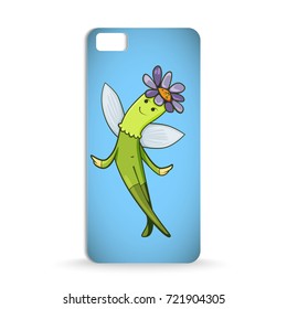 mobile phone case design with Cartoon of fantasy flower with wings