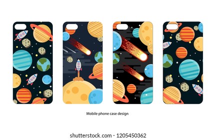 Mobile phone case design. colorful background template with space and comet. Vector illustration