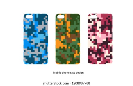 Mobile phone case design. colorful camouflage pattern, vector illustration.