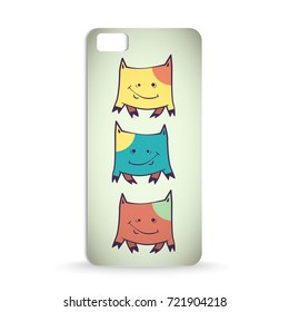 mobile phone case design with fantasy creatures with short piggy legs