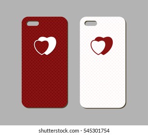 Mobile phone case design. Happy Valentines day style. Vector graphics.