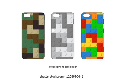 Mobile phone case design. jigsaw puzzle pattern, vector illustration