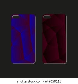 Mobile phone case design. Vector illustration of mosaic red and blue.