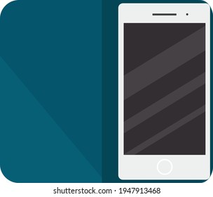 Mobile phone in case, illustration, vector on white background.