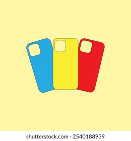 Mobile phone case vector illustration. Smartphone case icon on yellow background