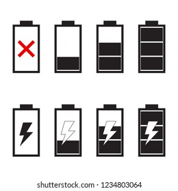 mobile phone, cell phone, battery charge indicator icons object, vector illustration
