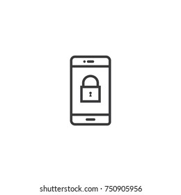 mobile phone cell with lock line icon.  Internet Security protection Concept vector illustration
