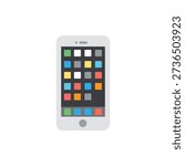 A mobile phone cell smart touch screen apps applications smartphone emoji symbol sign icon vector illustration isolated flat