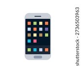 A mobile phone cell smart touch screen apps applications smartphone emoji symbol sign icon vector illustration isolated flat