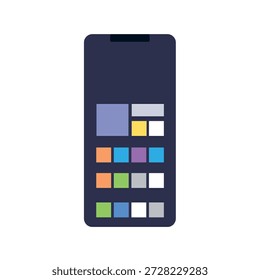 Un teléfono móvil celular inteligente pantalla táctil App aplicaciones teléfono inteligente emoji símbolo signo icono Ilustración vectorial aislada plana