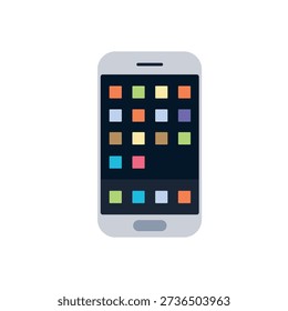 A mobile phone cell smart touch screen apps applications smartphone emoji symbol sign icon vector illustration isolated flat