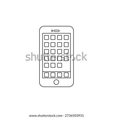 A mobile phone cell smart touch screen apps applications smartphone emoji symbol sign icon vector illustration isolated flat