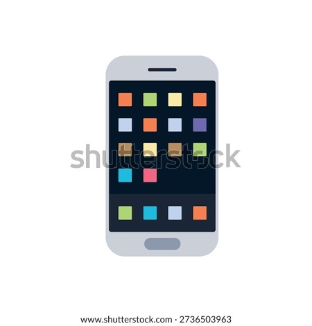 A mobile phone cell smart touch screen apps applications smartphone emoji symbol sign icon vector illustration isolated flat