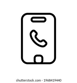 Teléfono móvil, teléfono celular, icono simple. Icono lineal negro con trazo editable sobre fondo blanco