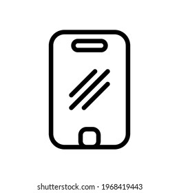 Mobile phone, cellphone, simple icon. Black linear icon with editable stroke on white background