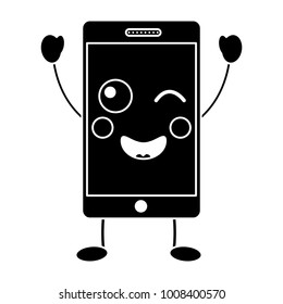 mobile phone character emoticon face kawaii