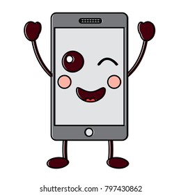 mobile phone character emoticon face kawaii