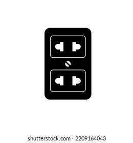 Mobile Phone Charger. Electric Socket Icon. Black Style - Stock Vector.	
