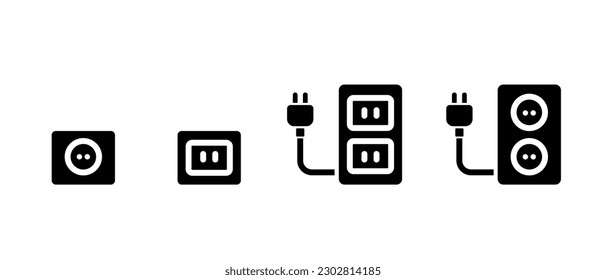 cargador de teléfono móvil. icono de enchufe eléctrico. estilo negro - vector de stock.	