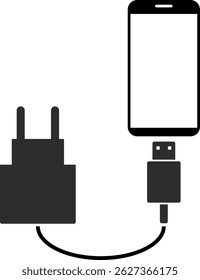 Mobile phone charger icon. Plug adapter symbol. Electronic device connector. Smartphone charger sign.  charging cable. wireless technology
