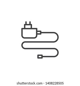 Mobile phone charger line icon. linear style sign for mobile concept and web design. Power adapter outline vector icon. Symbol, logo illustration. Vector graphics
